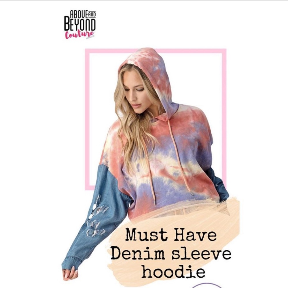 Dance and marvel denim sleeve tie dye hoodie